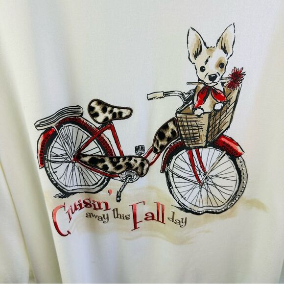 Karen Scott Graphic Fall Day Chihuahua Bike 3/4 Sleeve Tee NWOT Size 3X - Picture 2 of 4